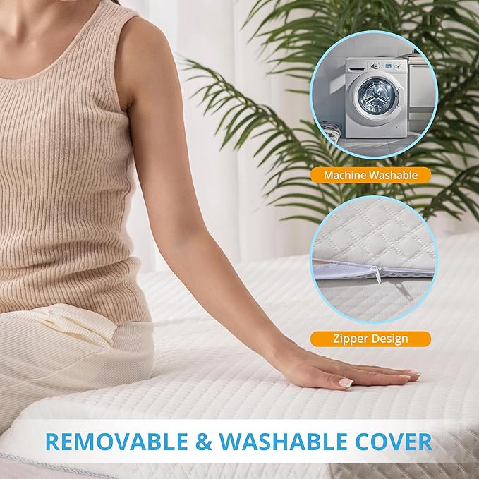 EGO Gel Memory Foam Mattress Topper, 2 Inch Twin with Removable Breathable Soft Cover, Cooling Bed Topper for Comfort Body Support & Pressure Relief, CertiPUR-US Certified