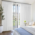 Pinch Pleat Linen Curtains 108 Inches Long 70 Inch Wide for Patio Sliding Door Light Filtering Semi Sheer Pleated Drapes Back Tab White Farmhouse Extra Wide 70 x 108 Curtain for Living Dining Room