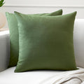 Encasa XO Throw Pillow Covers 18x18 in Set of 2 Leaf Green | No Inserts | Cotton Pillow Covers For Living Room, Bed, Sofa, Couch | Decorative Cushion Covers With Improved Zippers