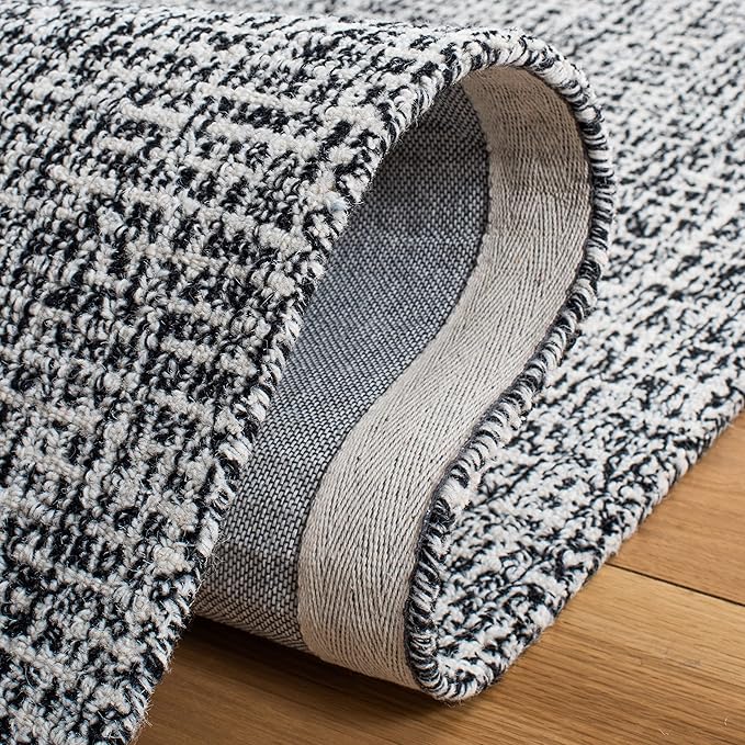 SAFAVIEH Abstract Collection Accent Rug - 2' x 3', Black & Ivory, Handmade Wool, Ideal for High Traffic Areas in Entryway, Living Room, Bedroom (ABT468Z)