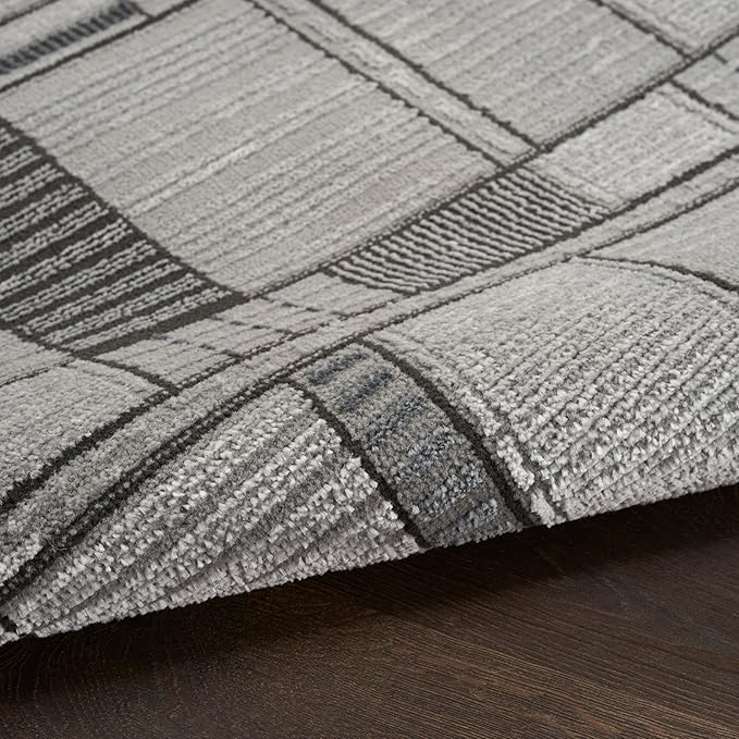 Nourison Home Nordic Black Grey 8' x 10' Scandinavian Area Rug - Easy Clean, Non Shedding, Bed Room, Living Room, Dining Room, Kitchen (8' x 10')