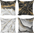 Ambesonne Marble Throw Pillow Cushion Case Pack of 4, Obsidian Like Ornaments Natural Stone Stains and Veins Golden Yellow Tone, Modern Accent Double-Sided Digital Printing, 18", Charcoal Grey Coconut