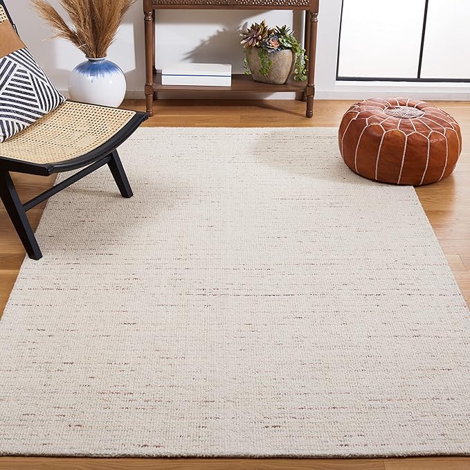 SAFAVIEH Abstract Collection Accent Rug - 4' x 6', Ivory & Brown, Handmade Wool, Ideal for High Traffic Areas in Entryway, Living Room, Bedroom (ABT468T)