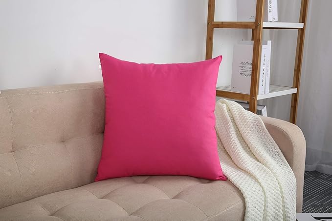 TangDepot Handmade Decorative Solid 100% Cotton Canvas Throw Pillow Covers /Pillow Shams, (18" x18" , Hot Pink, 1 Count (Pack of 1))