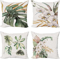 Ambesonne Vintage Tropical Throw Pillow Cushion Case Pack of 4, Retro Botanical Summer Vibes Monstera Leaf Orchid Flowers, Modern Accent Double-Sided Digital Printing, 16", Laurel Green Ginger Blush