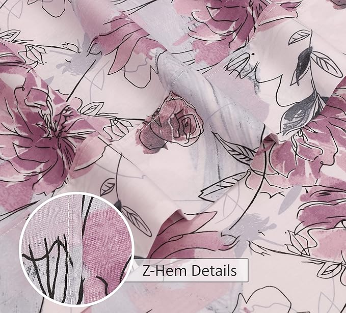 RUVANTI 100% Cotton Twin XL Sheet Sets, 3 Pieces, Soft & Breathable Percale Weave Bedding, Deep Pocket 16", Hotel Standard, Crisp Cool Feel, Durable, Perfect Size Floral Sheets, Lilac Floral