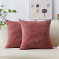 Home Brilliant 26x26 Pillow Covers Euro Shams Cover Large Solid Striped Corduroy Euro Throw Pillow Cushion Cover Sham for Patio, 26 x 26 inch, Dry Rose Pink
