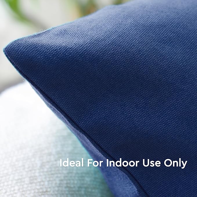 Encasa XO Throw Pillow Covers 20x20 in Set of 2 Cobalt Blue | No Inserts | Cotton Pillow Covers for Living Room, Bed, Sofa, Couch | Decorative Cushion Covers with Improved Zippers