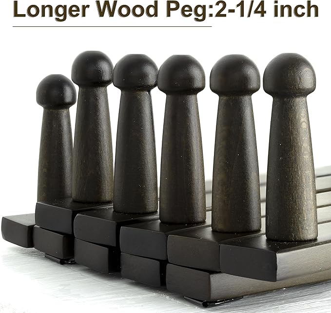 WEBI Accordion Wall Hanger,Expandable Wooden Hat Rack for Wall Mounted Coat Rack,Accordion Hat Hooks Holder for Baseball Caps,17 Peg,Dark Walnut