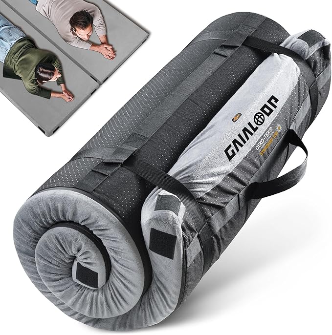 3 Inch GAIALOOP Thick Memory Foam Camping Mattress Sleeping Pad [Car/Tent/Cot] Glamping Portable Floor Mat Roll Up Futon Mattress for Guests Sleepover