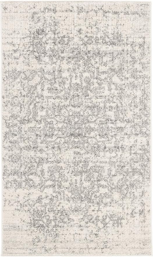 SAFAVIEH Madison Collection Accent Rug - 3' x 5', Silver & Ivory, Snowflake Medallion Distressed Design, Non-Shedding & Easy Care, Ideal for High Traffic Areas in Foyer, Living Room, Bedroom (MAD603G)