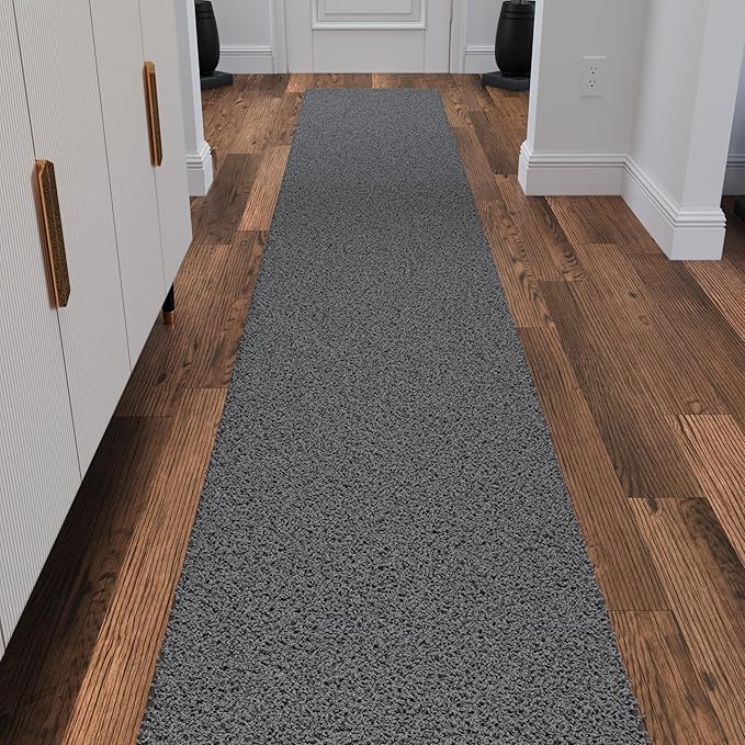 Ottomanson 2' x 16' Shaggy Runner Rug - Plush & Cozy Non-Slip Carpet for Bedroom, Living Room, Bathroom & Entryway - Durable & High-Traffic Friendly for Hallways & Dorms, Gray
