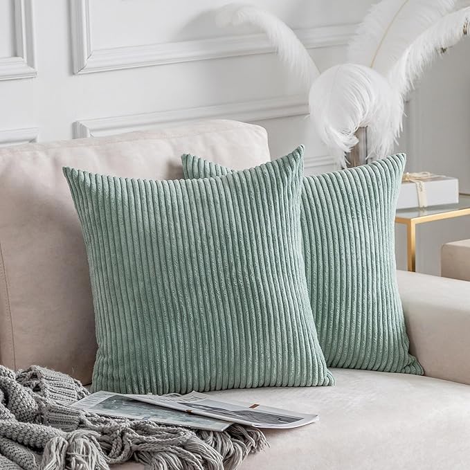 Home Brilliant Spring Pillow Covers 24x24 Set of 2 Green Throw Pillow Covers Super Soft Euro Shams Pillowcases for Couch Bed Room Decor, 24 x 24 inch, Iceburg Green