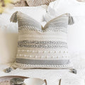 BlissBlush Gray Boho Decorative Throw Pillow Cover 18x18 Square Farmhouse Accent Cushion for Couch Sofa Livingroom Bedroom Pillowcase Modern Home Décor (Pack of 1)