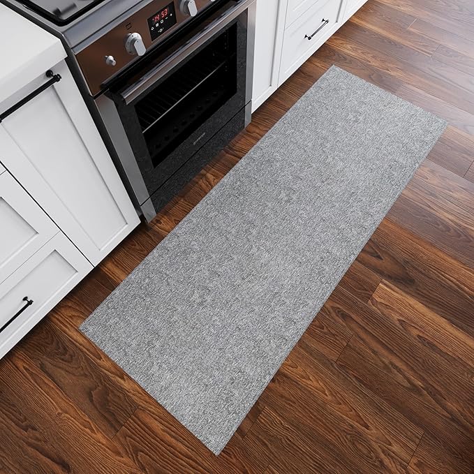 Ottomanson 2'7" x 9' Ultra-Thin Hallway Runner Rug - Durable Non-Slip Carpet for High-Traffic Areas - Fits Under Doors for Seamless Entry - Ideal for Kitchen, Entryway, Bedroom & Living Room, Gray