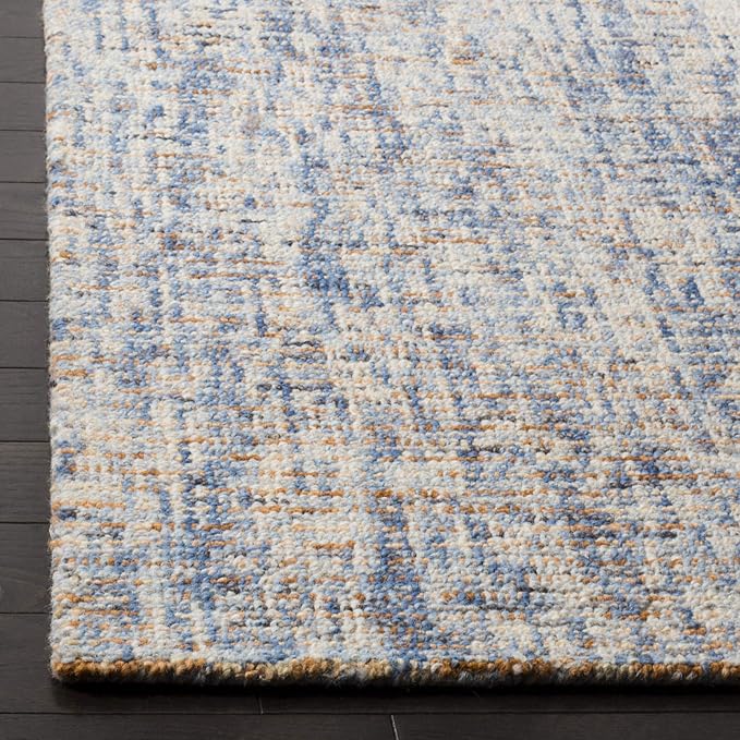 SAFAVIEH Abstract Collection Accent Rug - 2'3" x 4', Dark Blue & Rust, Handmade Wool, Ideal for High Traffic Areas in Entryway, Living Room, Bedroom (ABT468C)