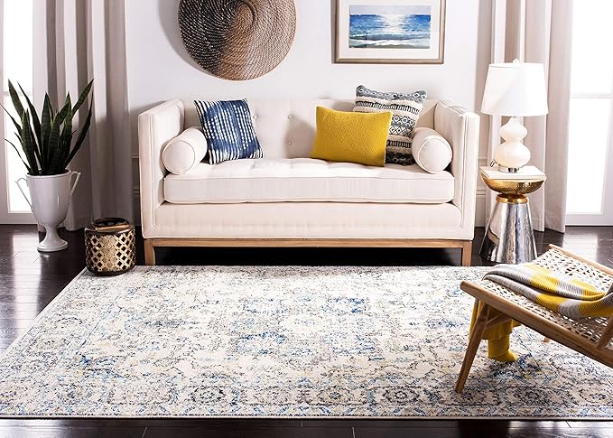 SAFAVIEH Madison Collection Area Rug - 10' x 14', Grey & Ivory, Snowflake Medallion Distressed Design, Non-Shedding & Easy Care, Ideal for High Traffic Areas in Living Room, Bedroom (MAD603F)