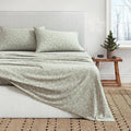 Great Bay Home Flannel Sheet Set California King Size - 100% Turkish Cotton, Double-Brushed, Winter Floral Bed Sheets - Ultra-Soft, Cozy, 4-Piece Bedding Set (ICY Bloom)