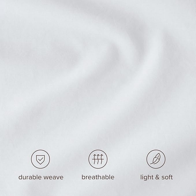 Bare Home 100% Organic Cotton Split King Sheet Set - Crisp Percale Weave - Lightweight & Breathable - Bedding Sheets & Pillowcases (Split King, White)