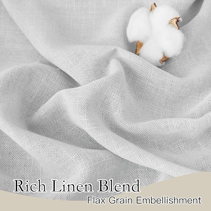 RYB HOME Curtains 95 inch - Subtle Linen Texture Sheer Curtains for Living Room, Glare Scattering Privacy Drapes for Bedroom/Doorway/Dining, Width 52 x Length 95, 1 Pair, Dove Grey