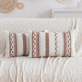 Decorative 2 Packs Boho Burnt Orange Striped Lumbar Pillow Covers 12x20 Inch Coastal Accent Long Throw Pillows, Neutral Farmhouse Textured Throw Pillowcase for Couch Bedroom Living Room Chair