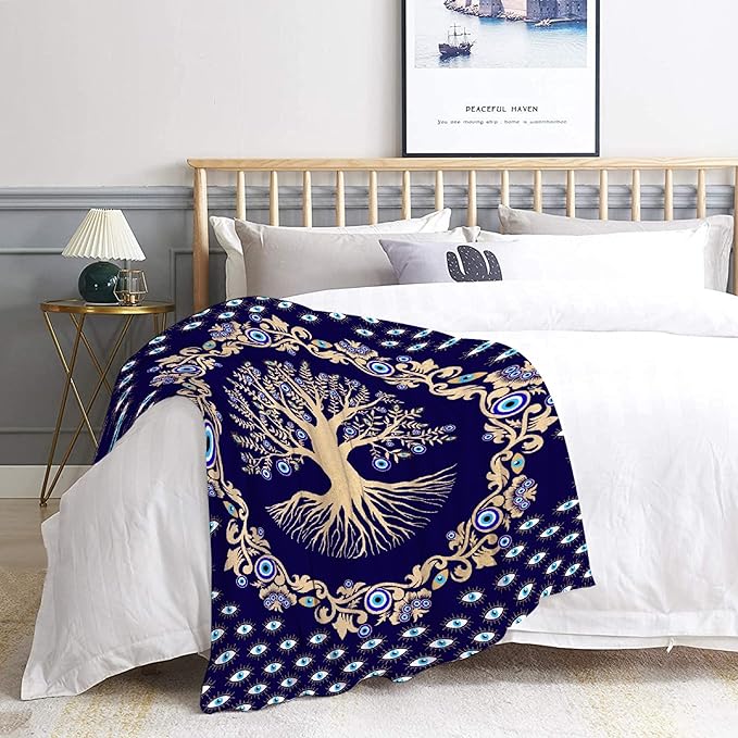 Evil Eyes Blanket | Evil Eyes Gifts | Ultra-Soft Tree of Life Flannel Blanket for Couch/Travel/Camping | Evil Eye Home Decor Blanket for All Seasons | 40"x50" Kids Size for Newborn/Infant/Toddlers
