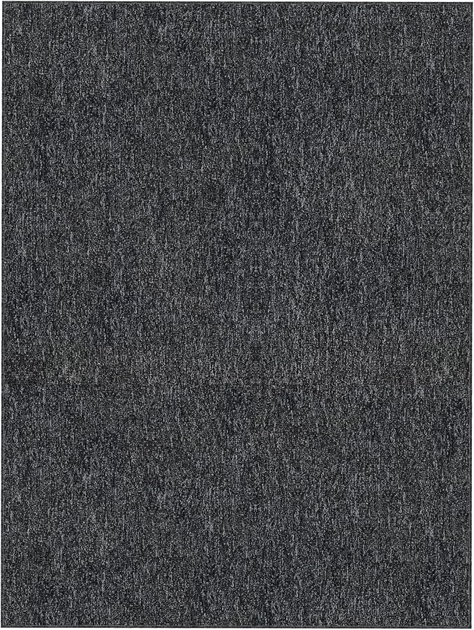 Ottomanson 2'7" x 5' Ultra-Thin Area Rug Durable Non-Slip Carpet for High-Traffic Areas - Fits Under Doors for Easy Use - Ideal for Living Room, Bedroom, Kitchen, Bathroom & Entryway, Black