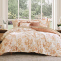 Queen Comforter Set -7 Pieces Autumn Leaf Floral Comforter Set for All Seasons, Bed in a Bag Queen with Botanical Flowers Comforter, Sheets, Pillowcases & Shams