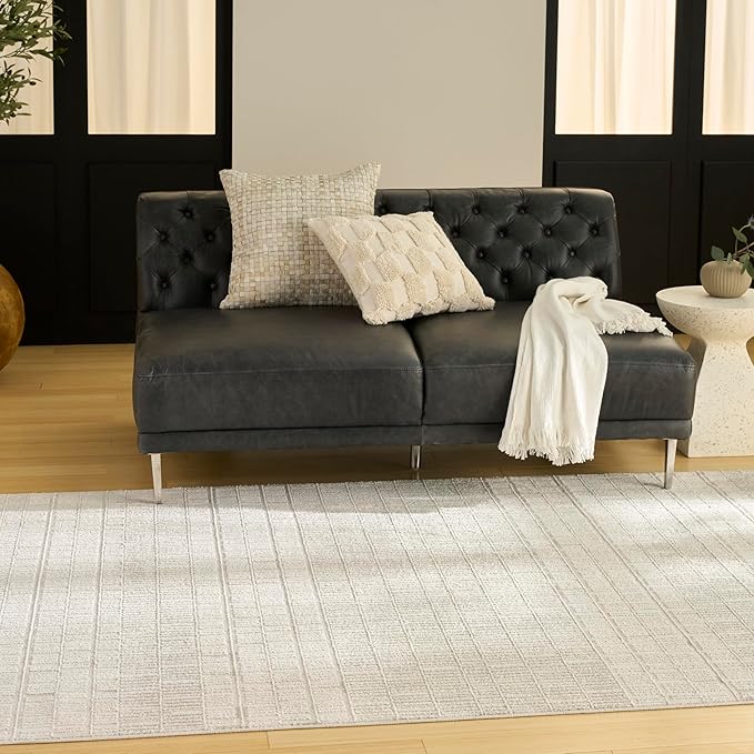 Nourison Nordic Ivory 5' x 7' Scandinavian Area Rug - Easy Clean, Non Shedding, Bed Room, Living Room, Dining Room, Kitchen (5' x 7')