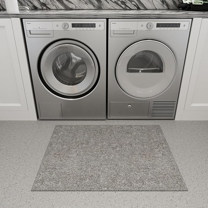 Ottomanson 2' x 2'7" Ultra-Thin Entryway Rug - Durable Non-Slip Mat for High-Traffic Areas - Fits Under Doors for Easy Entry - Ideal for Front Door, Hallway, Kitchen, Bathroom & Mudroom, Gray