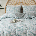 HoneiLife Botanical Duvet Cover King - 100% Cotton Comforter Cover 3-PC, Floral Bedlinen Set with Zipper Closure & Corner Ties, Wildflower Comforter Cover Sets, Greenery