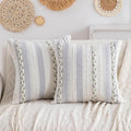Grey Boho Striped Pillow Covers Set of 2-20x20 Inch Farmhouse Coastal Decorative Throw Pillows, Neutral Accent Textured Square Pillowcase for Couch Living Room, Bed, Sofa Chair Home Decor