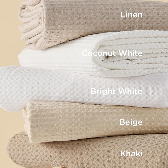 Bedsure Cotton Duvet Cover King - 100% Cotton Waffle Weave Beige Duvet Cover King Size, GentleSoft™ and Breathable Bedding Set for All Season, 3 Pieces, 104"x90"