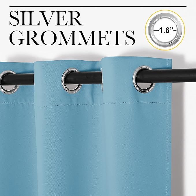 NICETOWN Window Treatment Thermal Insulated Solid Grommet Blackout Curtains/Drapes for Bedroom (Teal Blue, Set of 2 Panels, 42 by 84 Inch)