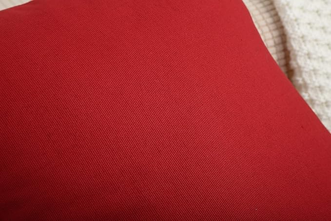 TangDepot Handmade Decorative Solid 100% Cotton Canvas Throw Pillow Covers/Pillow Shams, (12"x20", Deep Red)