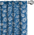 Ambesonne Teapot Window Curtains, Rhythmic Engraving Sketch Style Dotted Pots Tea Vintage Cups Pattern, Lightweight Decor 2-Panel Set with Rod Pocket, Pair of - 28" x 95", Cobalt Blue and White