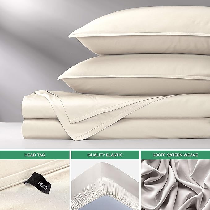 Short Queen Sheets by Pure Bamboo for RV Camper (60"x75") - Genuine 100% Organic Viscose Derived from Bamboo Bed Sheet Set, Soft & Cooling, Lifetime Quality Promise (Short Queen, Ivory)