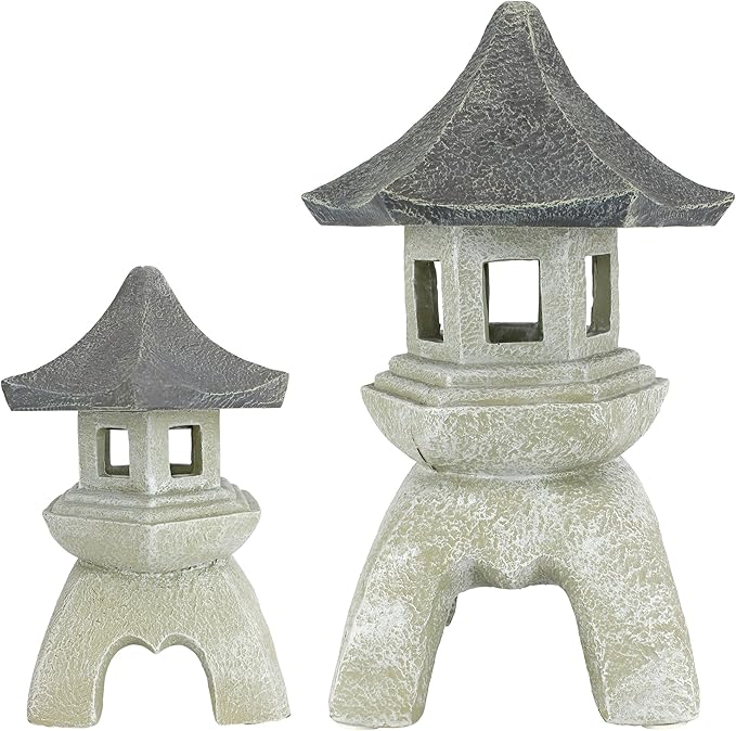 Design toscano ng999870 asian decor pagoda lantern outdoor statue, medium & large, two tone stone finish