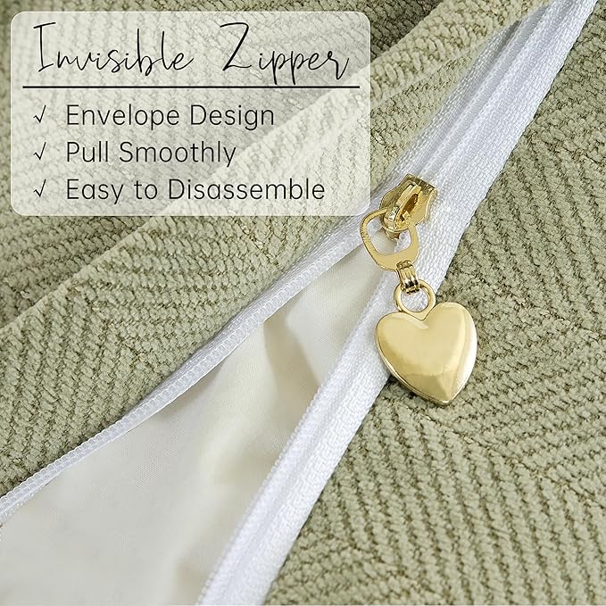 ZWJD Sage Green Pillow Covers 22x22 Set of 2 Chenille Throw Pillow Covers with Elegant Design Soft and Luxurious Decorative Throw Pillows for Couch, Bed, and Home Decor