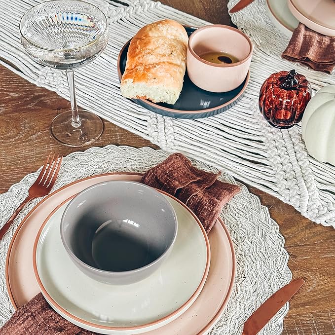Mora Ceramic Small Dessert Bowls - 16oz, Set of 6 - Microwave, Oven and Dishwasher Safe, For Rice, Ice Cream, Soup, Snack, Cereal, Chili, Side Dishes etc - Microwavable Kitchen Bowl, Assorted Neutrals