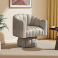 Modern 360 Degree Leather Swivel Cuddle Barrel Accent Sofa Chairs, Round Armchairs with Wide Upholstered, Leather Reading Chair for Living Room, Bedroom, Office, Waiting Rooms, (Dark Almond)