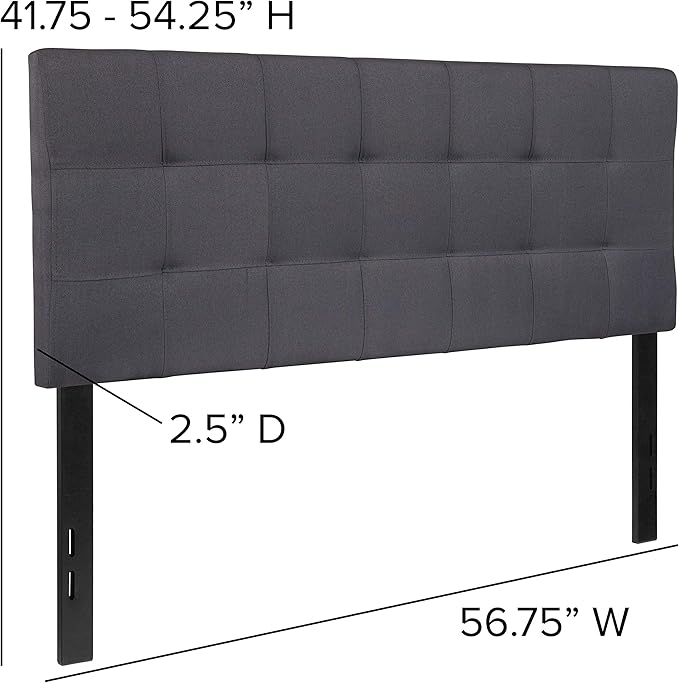 Flash Furniture Bedford Tufted Upholstered Full Size Headboard in Dark Gray Fabric