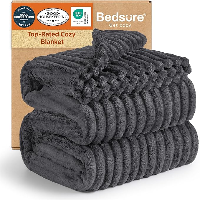 Bedsure GentleSoft Grey California King Size Blanket for Bed - Cozy Soft Blankets for Women, Cute Large Throws for Girls, 102x96 Inches