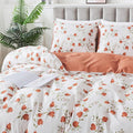 HoneiLife Fruits Duvet Cover King - 100% Cotton Comforter Cover 3-PC, Botanical Bedlinen Set with Zipper Closure & Corner Ties, Pomegranate Comforter Cover Sets