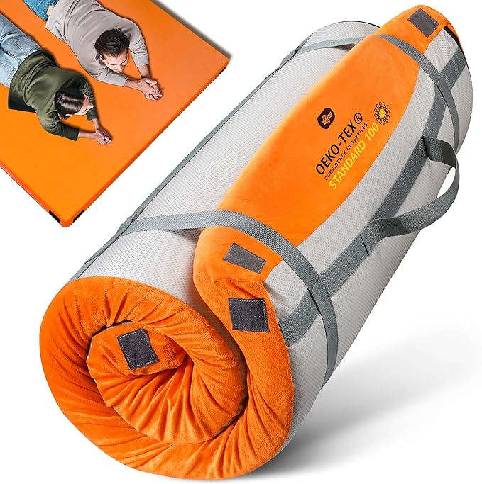 3 Inch GAIALOOP Thick Memory Foam Camping Mattress Sleeping Pad [Car/Tent/Cot] Glamping Portable Floor Mat Roll Up Futon Mattress for Guests Sleepover