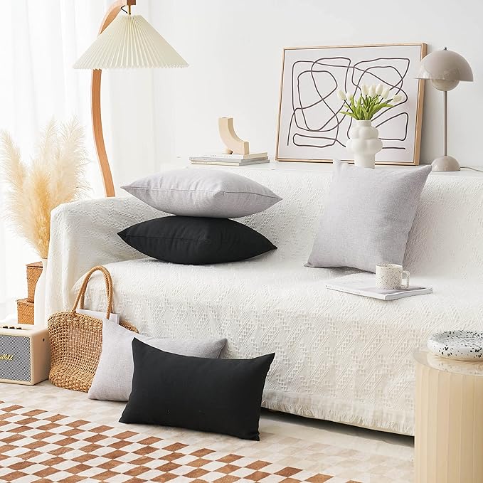 Home Brilliant Spring Decor Set of 2 Decoration Cushion Covers for Bed Linen Pillow Cover for Fall Couch Sofa, 22 inch, 55 cm, Black