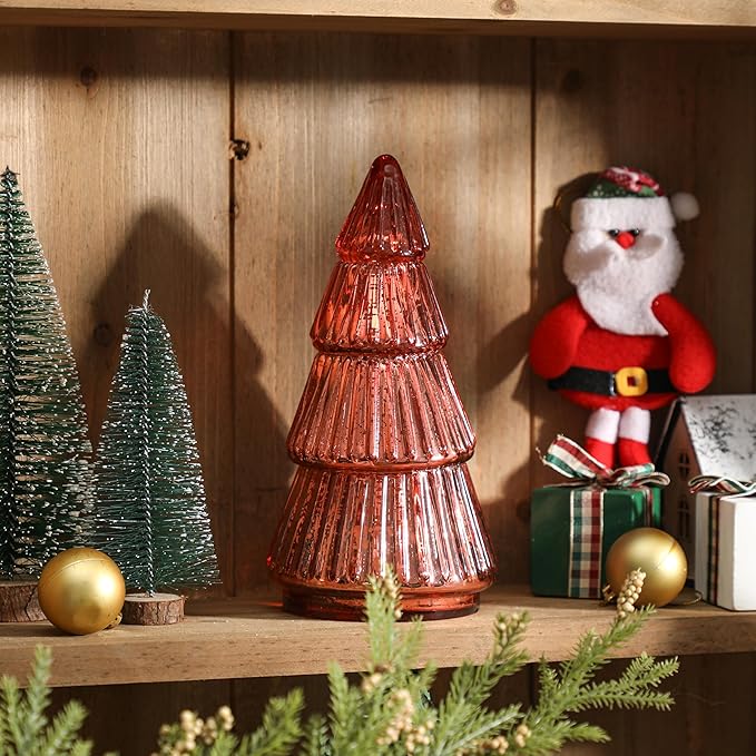 Christmas Tree Scented Candle, Tower Shaped Mercury Xmas Tree Candle, Winter Holiday Christmas Table Decorations, Orange Tree Candle, 8oz