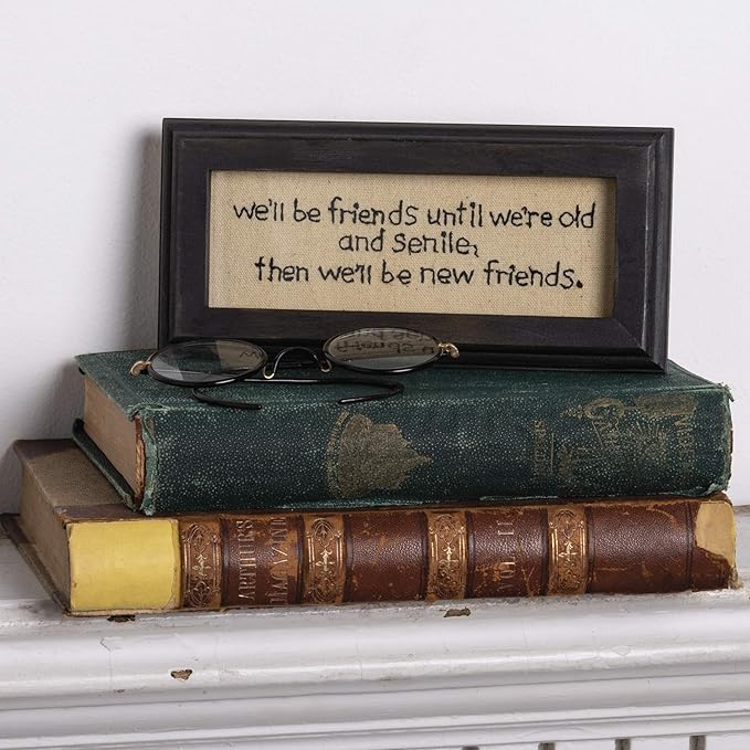 Primitives by Kathy 20668 Stitch Art Wall Décor, 8 x 3.75 x .75-inches, Old and Senile