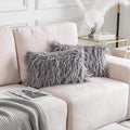 Home Brilliant Dark Grey Throw Pillow Covers Decorative Fur Oblong Throw Pillow Case Rectangle Cushion Cover, 2 Pcs, 12x20 Inches, 30x50cm