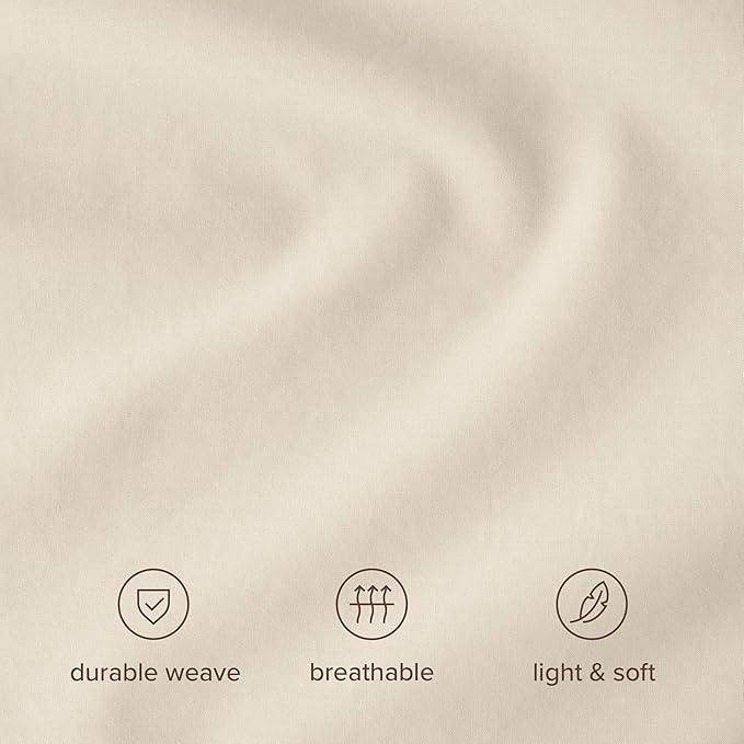 Bare Home 100% Organic Cotton King Sheet Set - Crisp Percale Weave - Lightweight & Breathable - Bedding Sheets & Pillowcases (King, Sand)